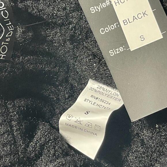 Black Cable Knit Fringe Pants Leggings Sz S Warm Stretch Whimsigoth Dark Fairy - Picture 8 of 8